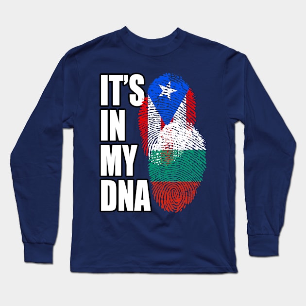 Bulgarian And Puerto Rican Mix DNA Flag Heritage Gift Long Sleeve T-Shirt by Just Rep It!!